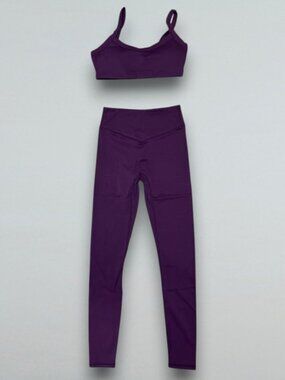 Plum Purple Sports Bra & Scrunch Leggings Activewear Set